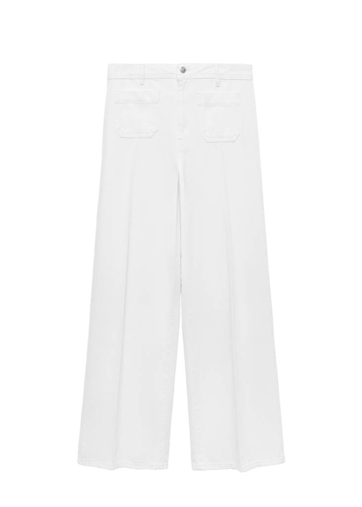 High-waisted wide leg jeans with pockets — White