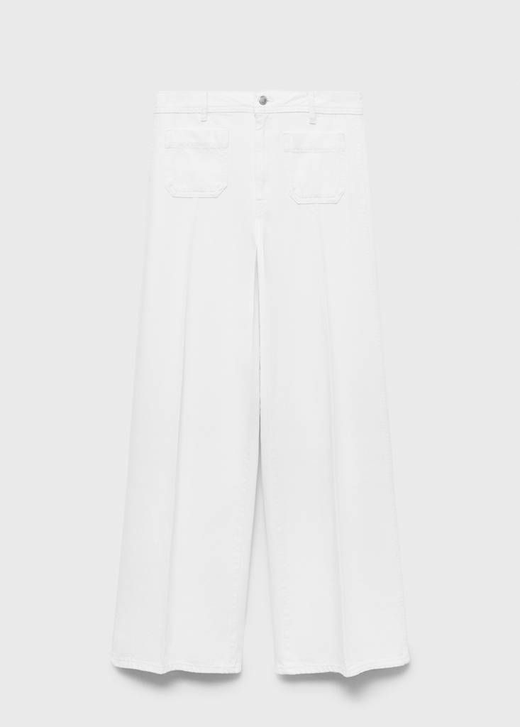 High-waisted wide leg jeans with pockets — White