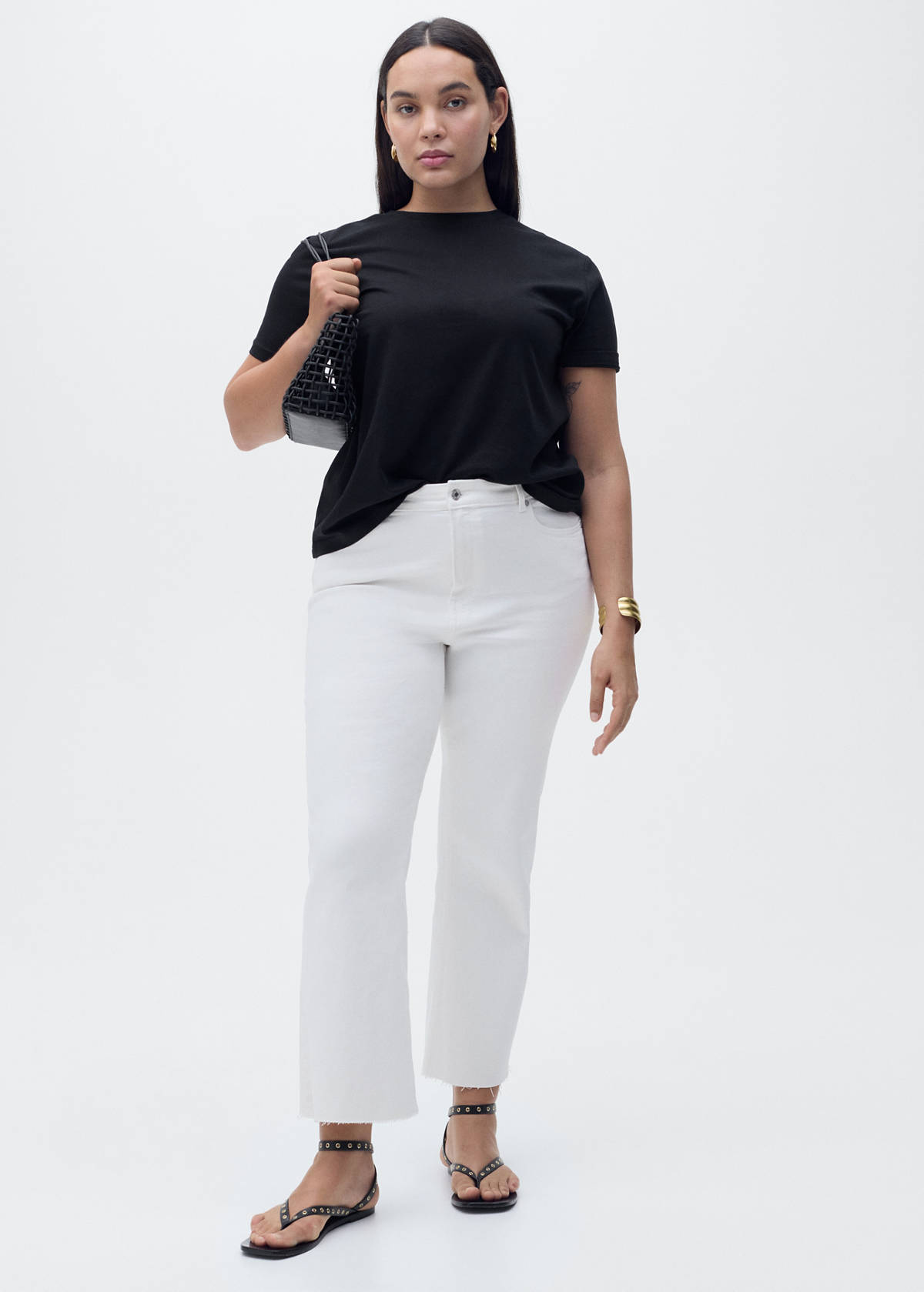 Sienna flared cropped jeans — White