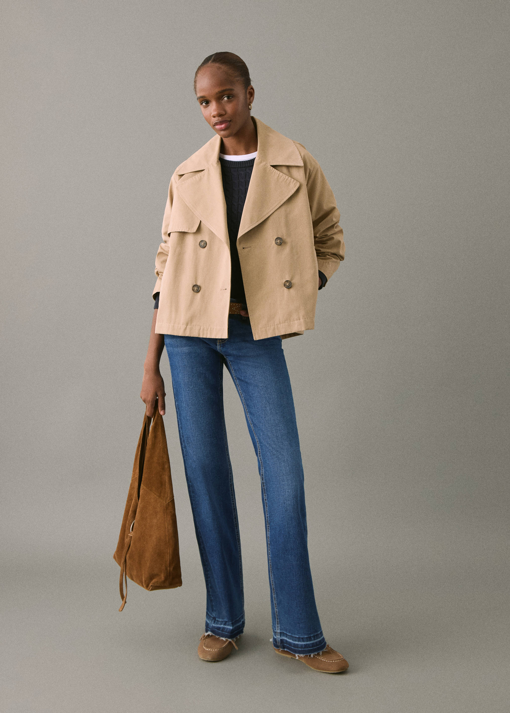 Calças de ganga flare de cintura baixa - Plano geral