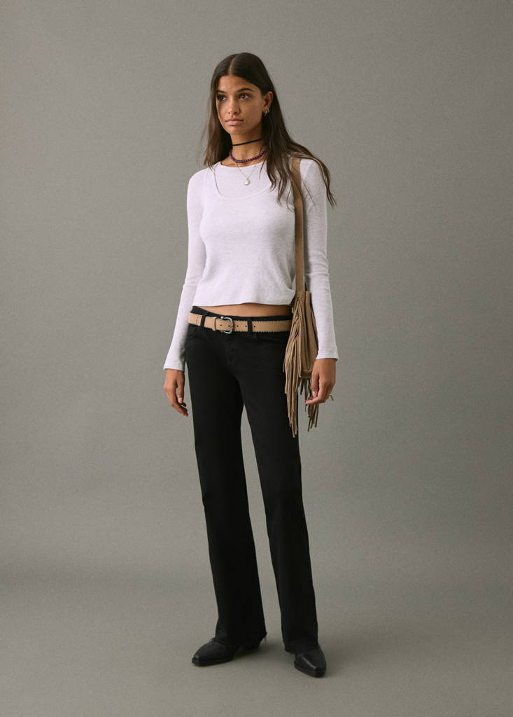Low-waist flared jeans — Black