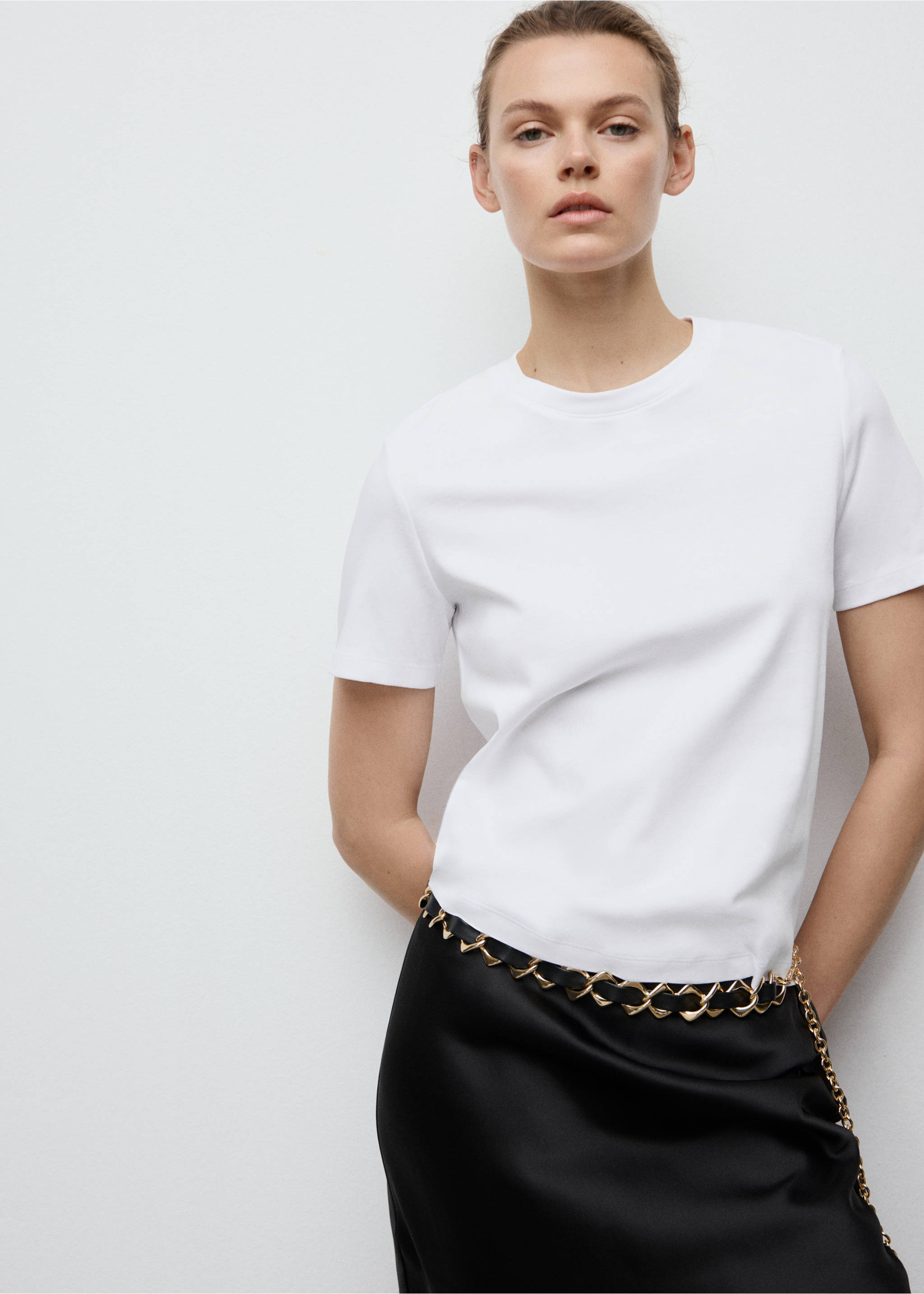 Cotton short-sleeved t-shirt - Medium plane, White. Ref: 17021197-00.