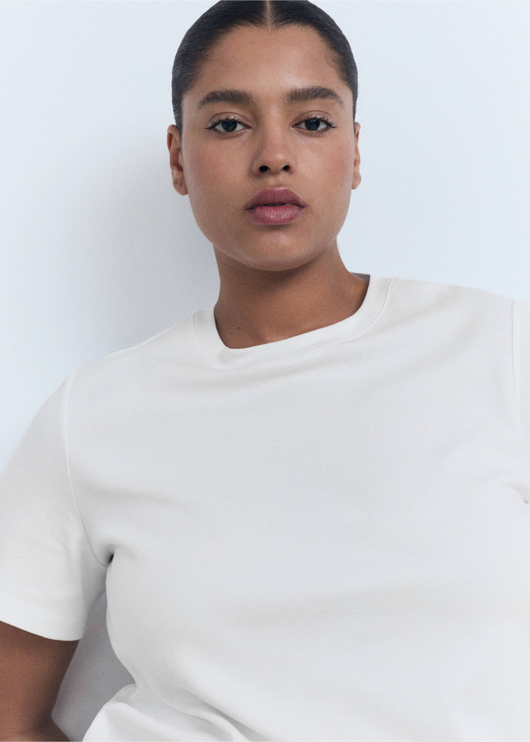 Cotton short-sleeved t-shirt - Details of the article 4, White. Ref: 17021197-00.