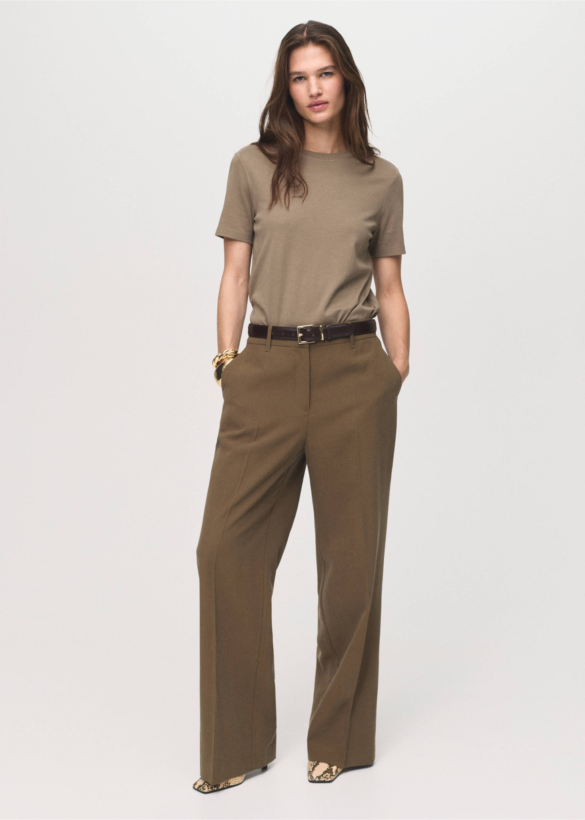 Cotton short-sleeved t-shirt - General plane, Medium Brown. Ref: 17021197-00.