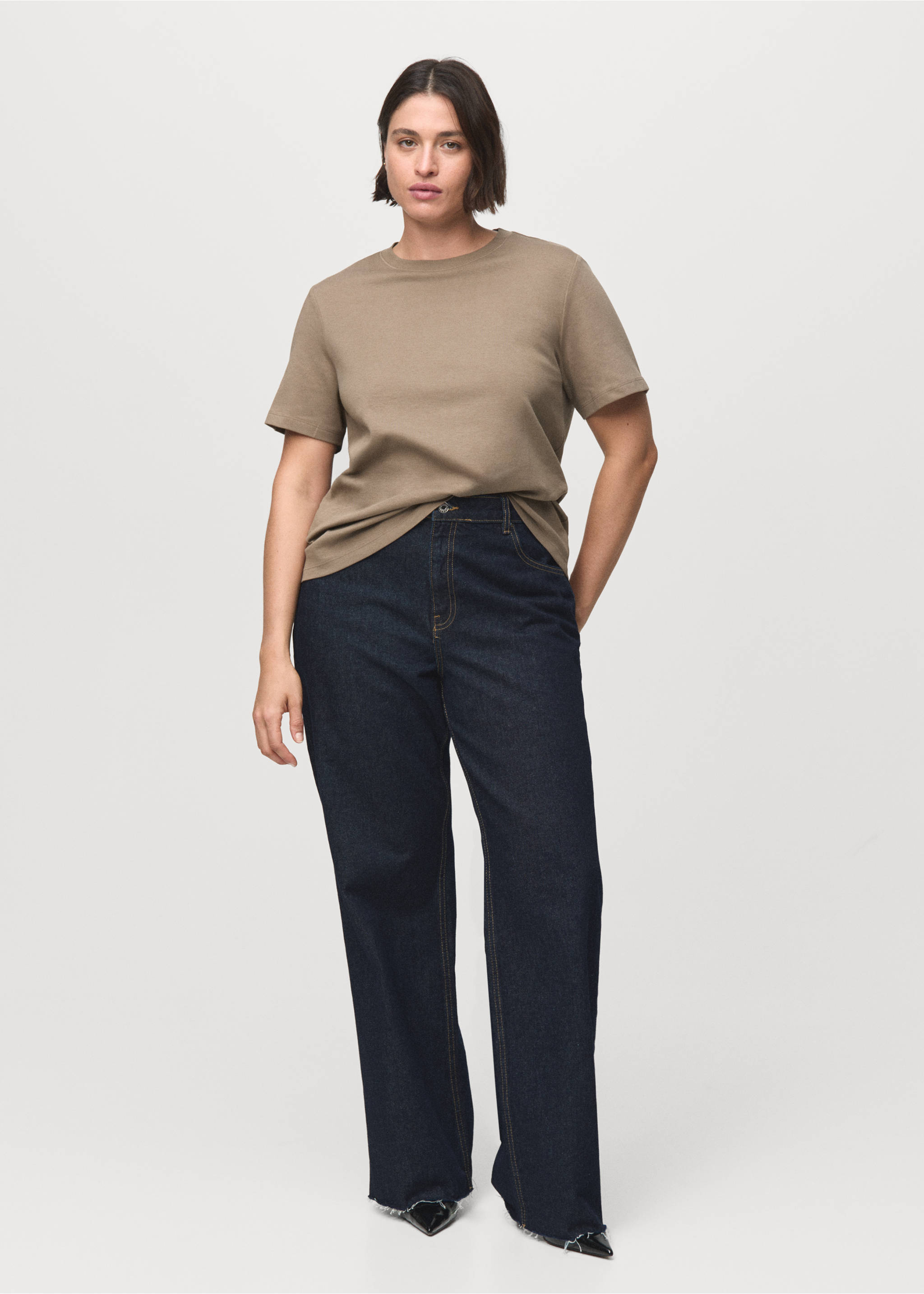 Cotton short-sleeved t-shirt - Details of the article 3, Medium Brown. Ref: 17021197-00.