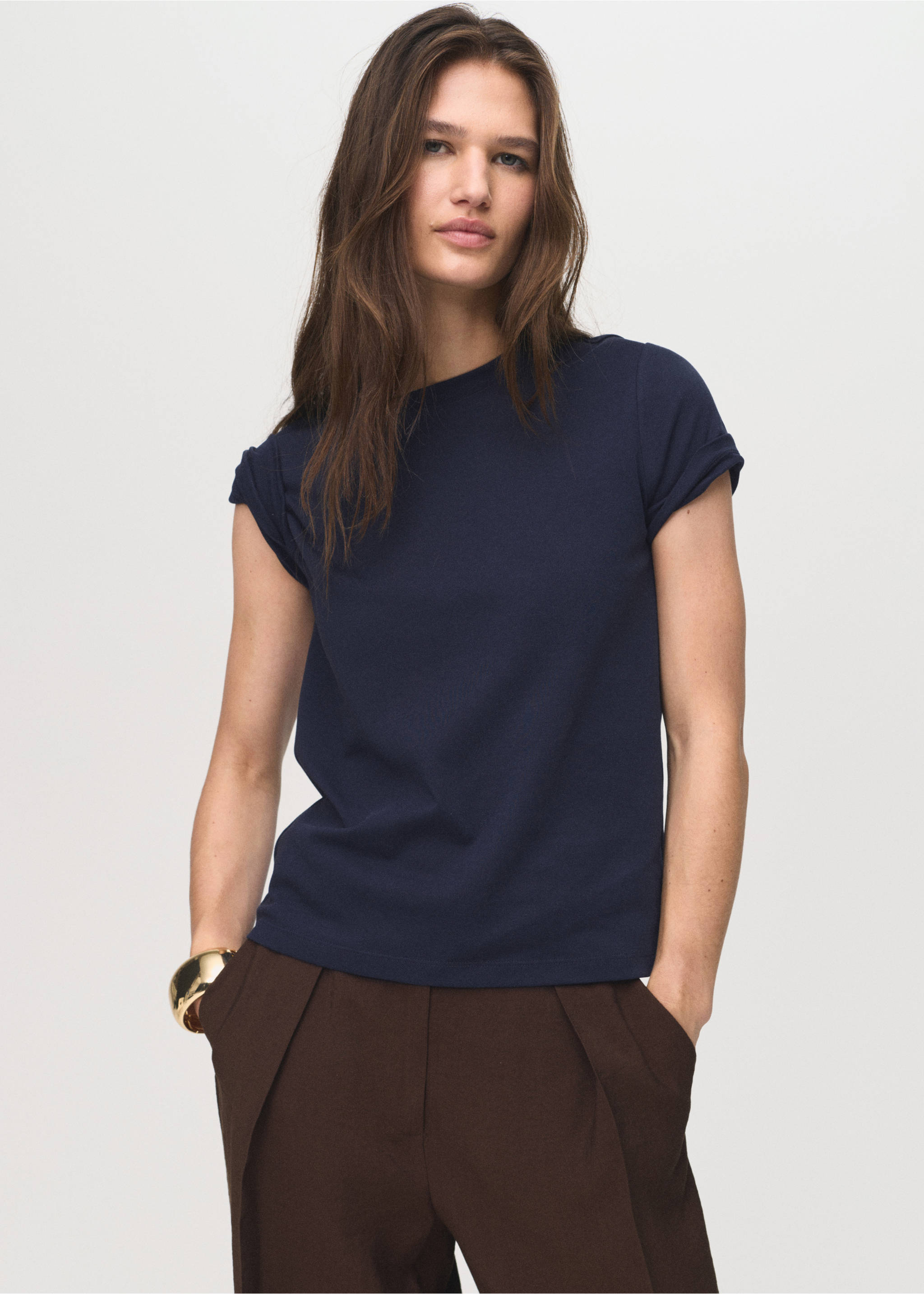 Cotton short-sleeved t-shirt - Medium plane, Navy. Ref: 17021197-00.