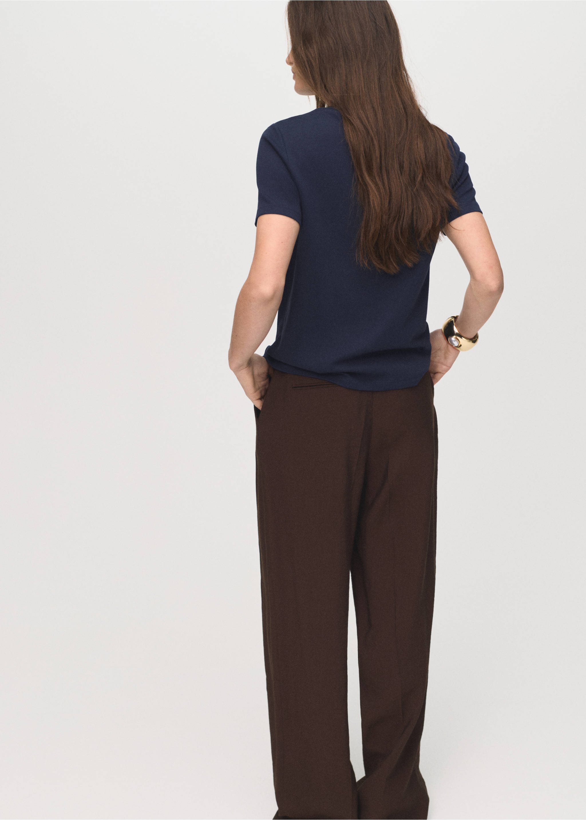 Cotton short-sleeved t-shirt - Reverse of the article, Navy. Ref: 17021197-00.