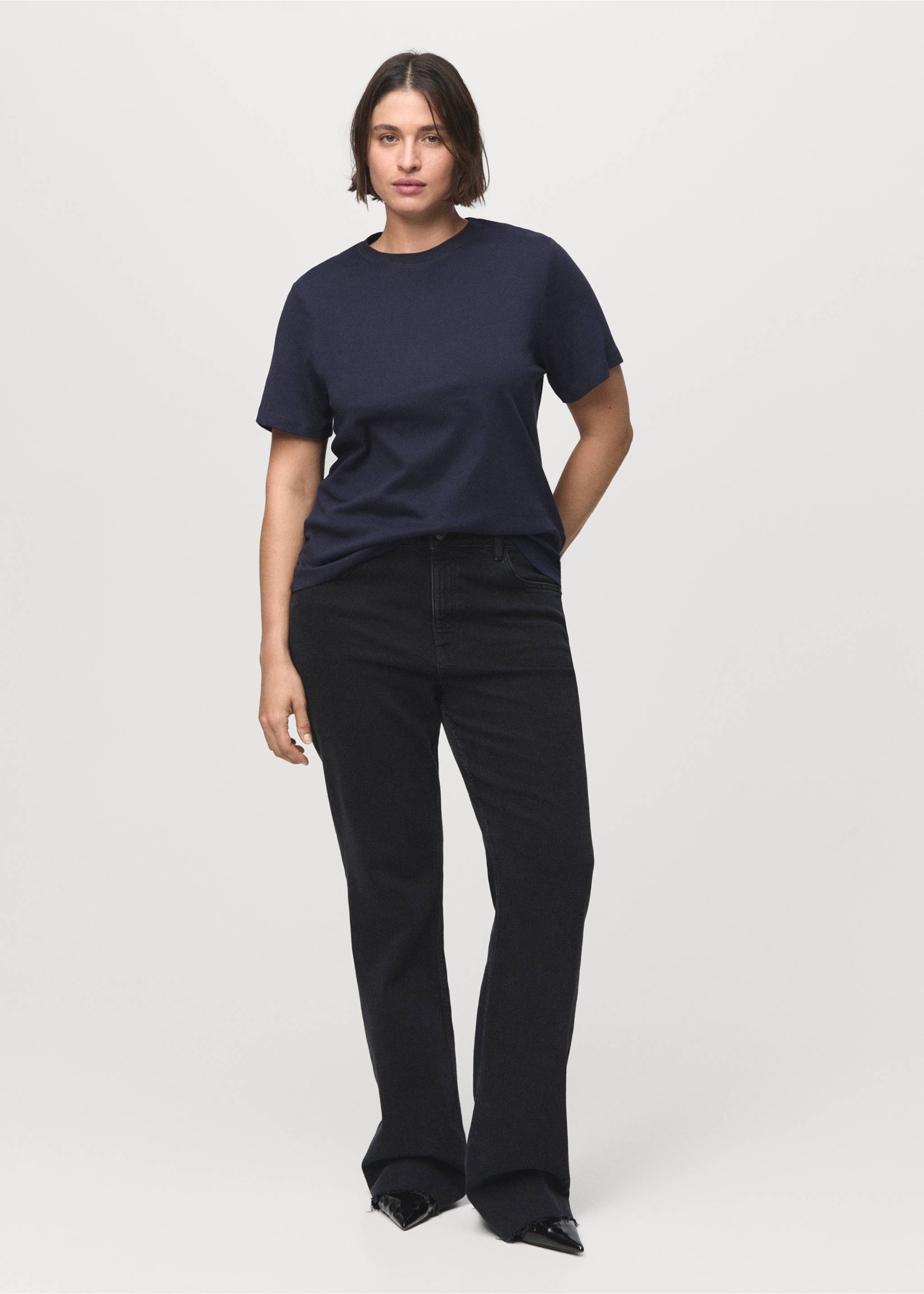 Cotton short-sleeved t-shirt - Details of the article 3, Navy. Ref: 17021197-00.