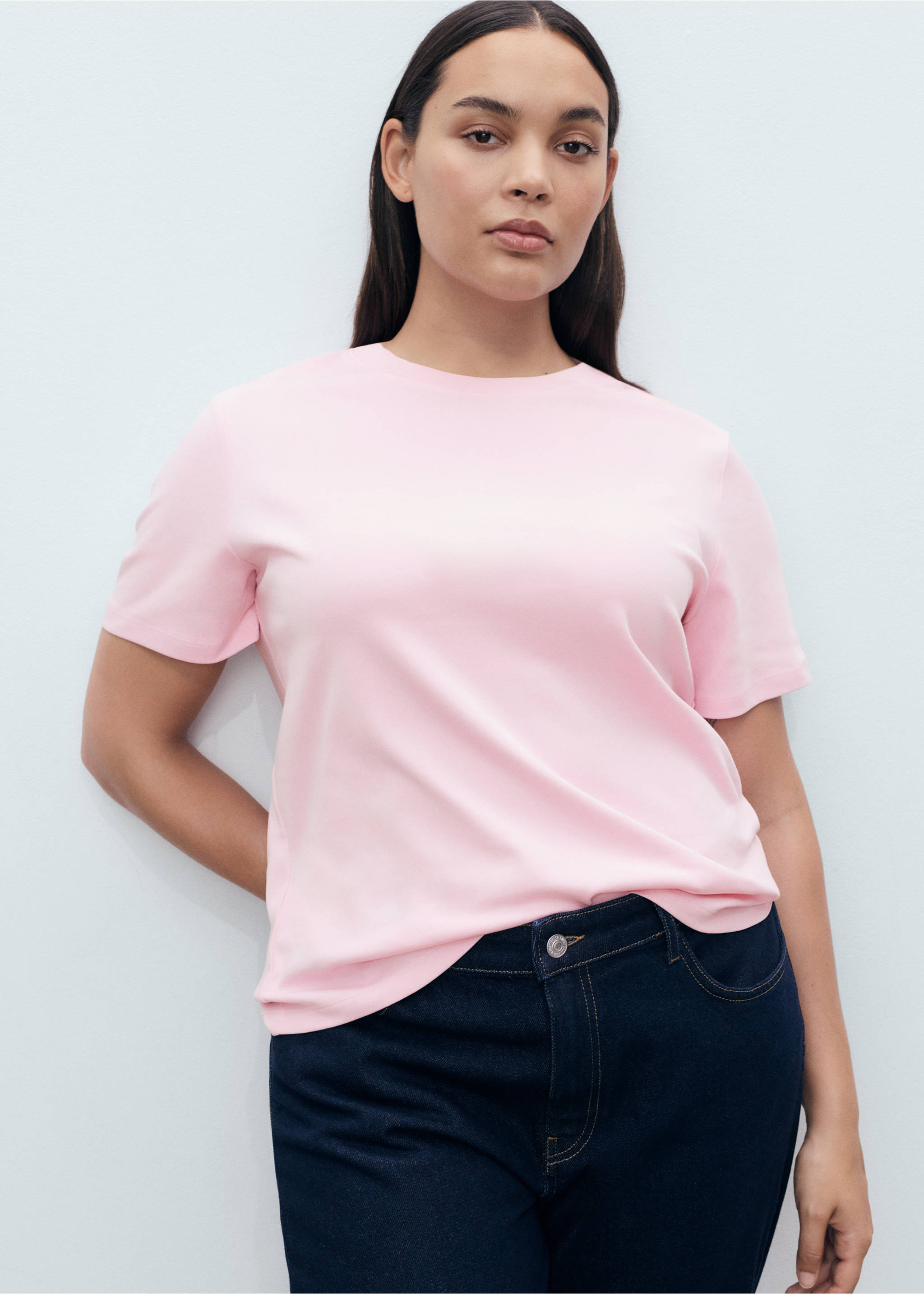 Cotton short-sleeved t-shirt - Details of the article 5, Light Pink. Ref: 17021197-00.