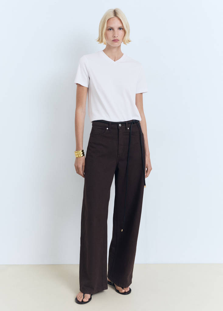 V-neck cotton T-shirt — White