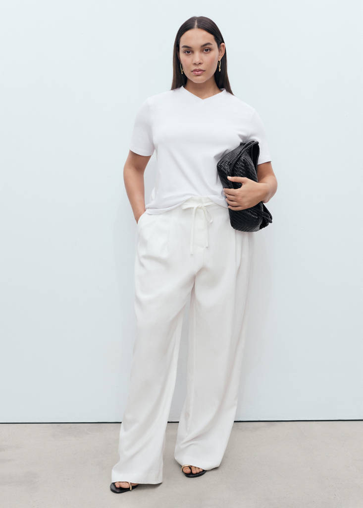 V-neck cotton T-shirt — White