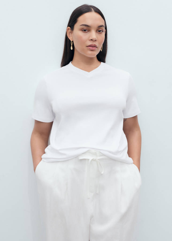 V-neck cotton T-shirt — White