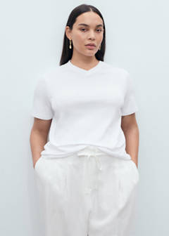 V-neck cotton T-shirt — White 8