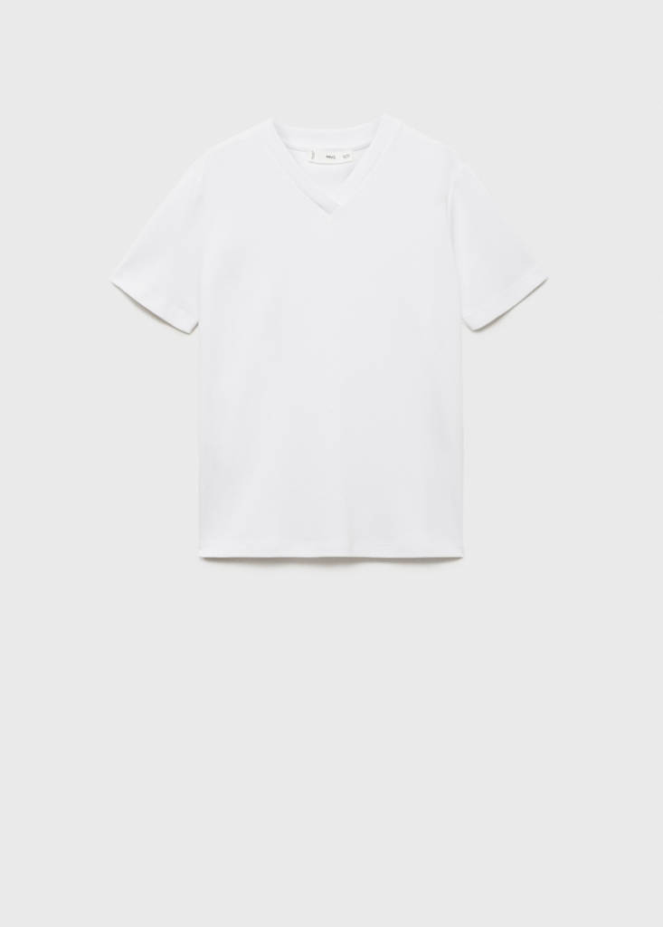 V-neck cotton T-shirt — White