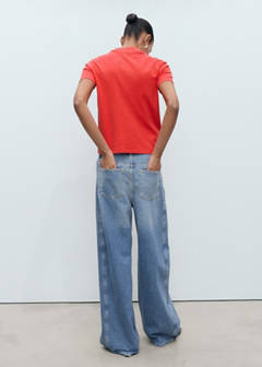V-neck cotton T-shirt — Red 3