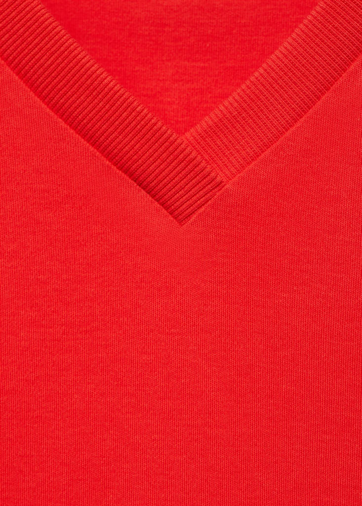V-neck cotton T-shirt — Red