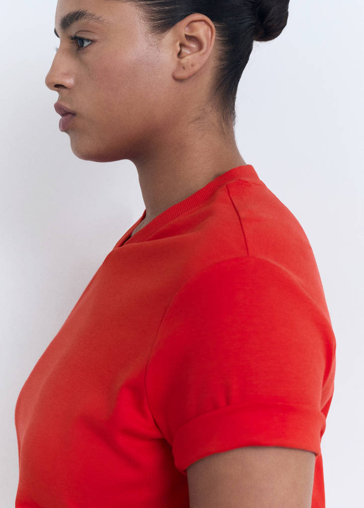 V-neck cotton T-shirt — Red