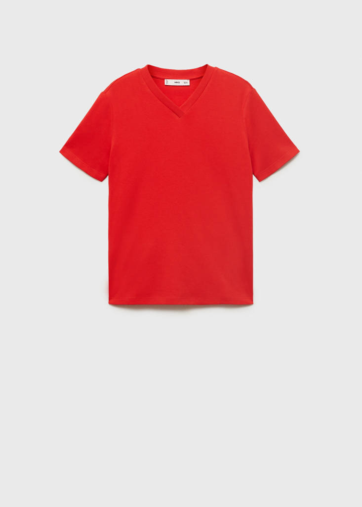 V-neck cotton T-shirt — Red