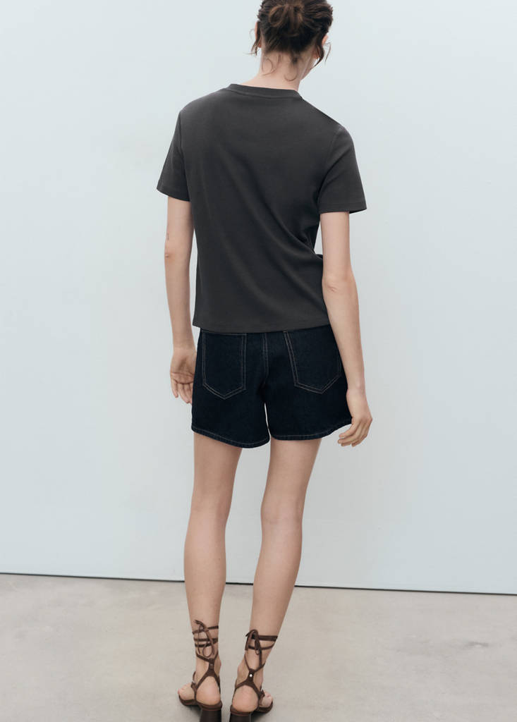 V-neck cotton T-shirt — Black