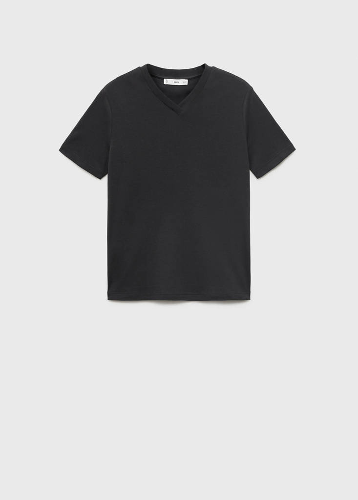 V-neck cotton T-shirt — Black
