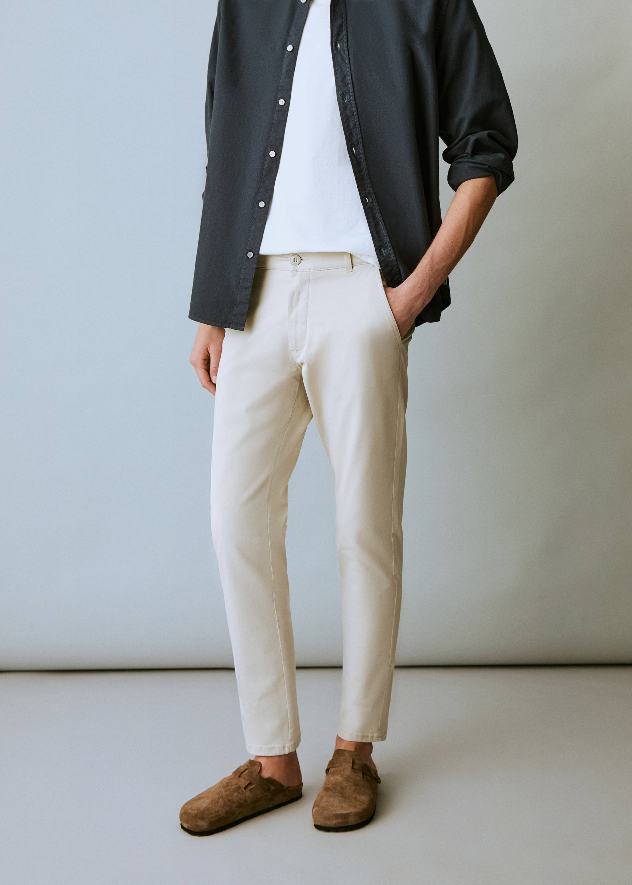 Cotton chinos - Medium plane