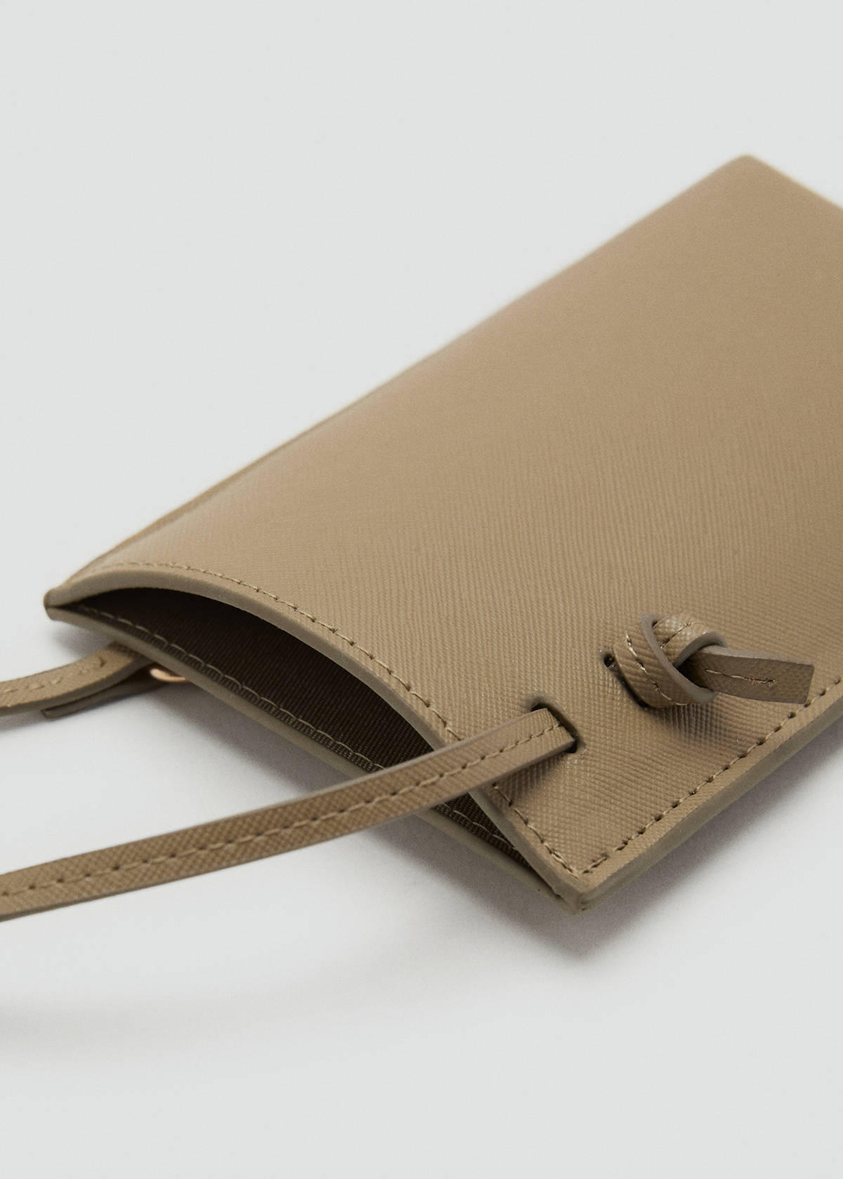 Saffiano-effect crossbody mobile phone case — Khaki