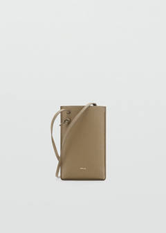 Saffiano-effect crossbody mobile phone case — Khaki 1