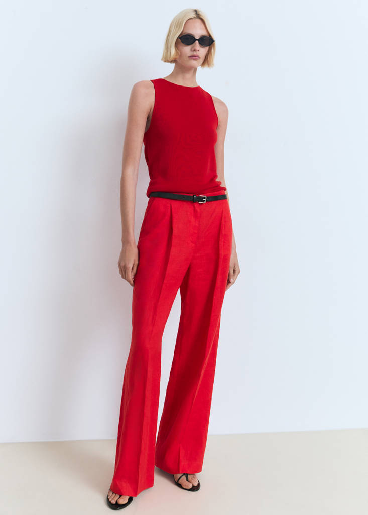 Fine-knit top — Red