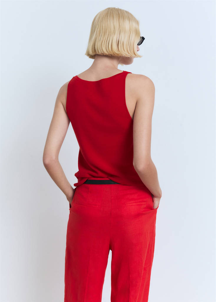 Fine-knit top — Red