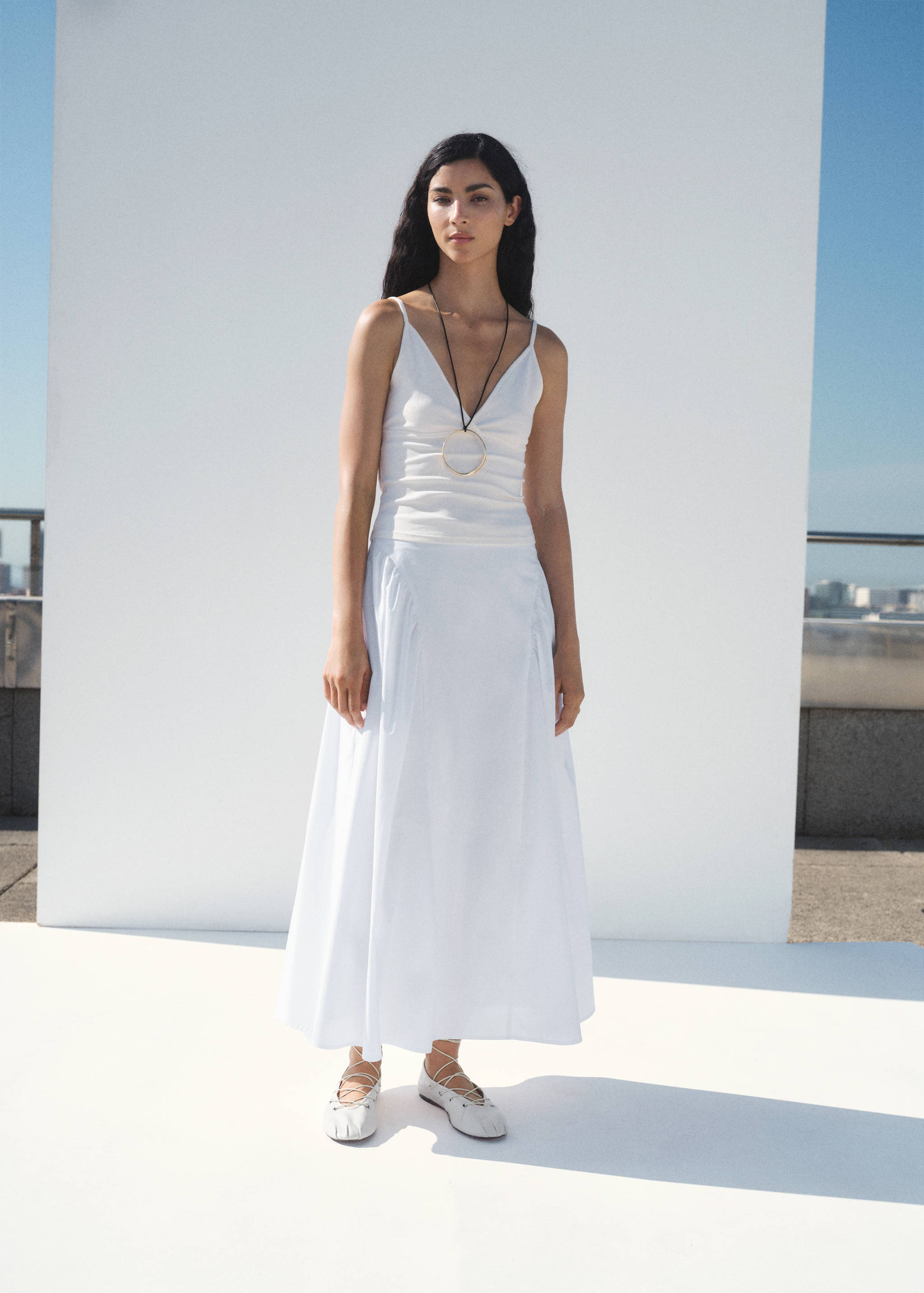 Top coton décolleté en V - Plan général