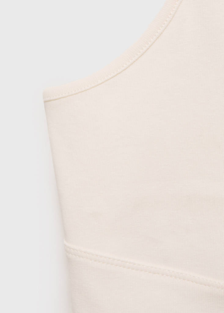V-neck cotton top — Ecru