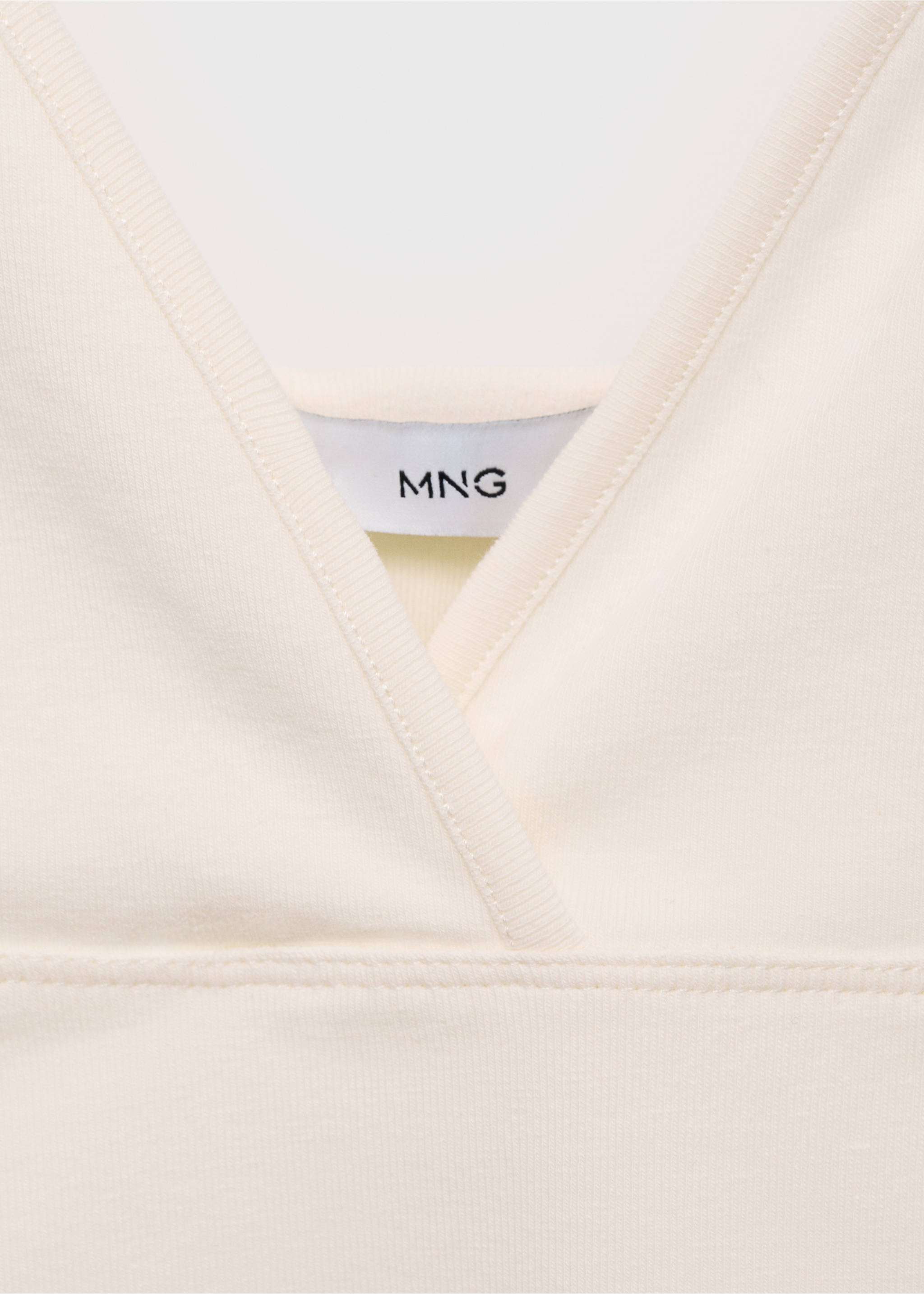 V-neck cotton top - Details of the article 0, Ecru. Ref: 17021222-00.