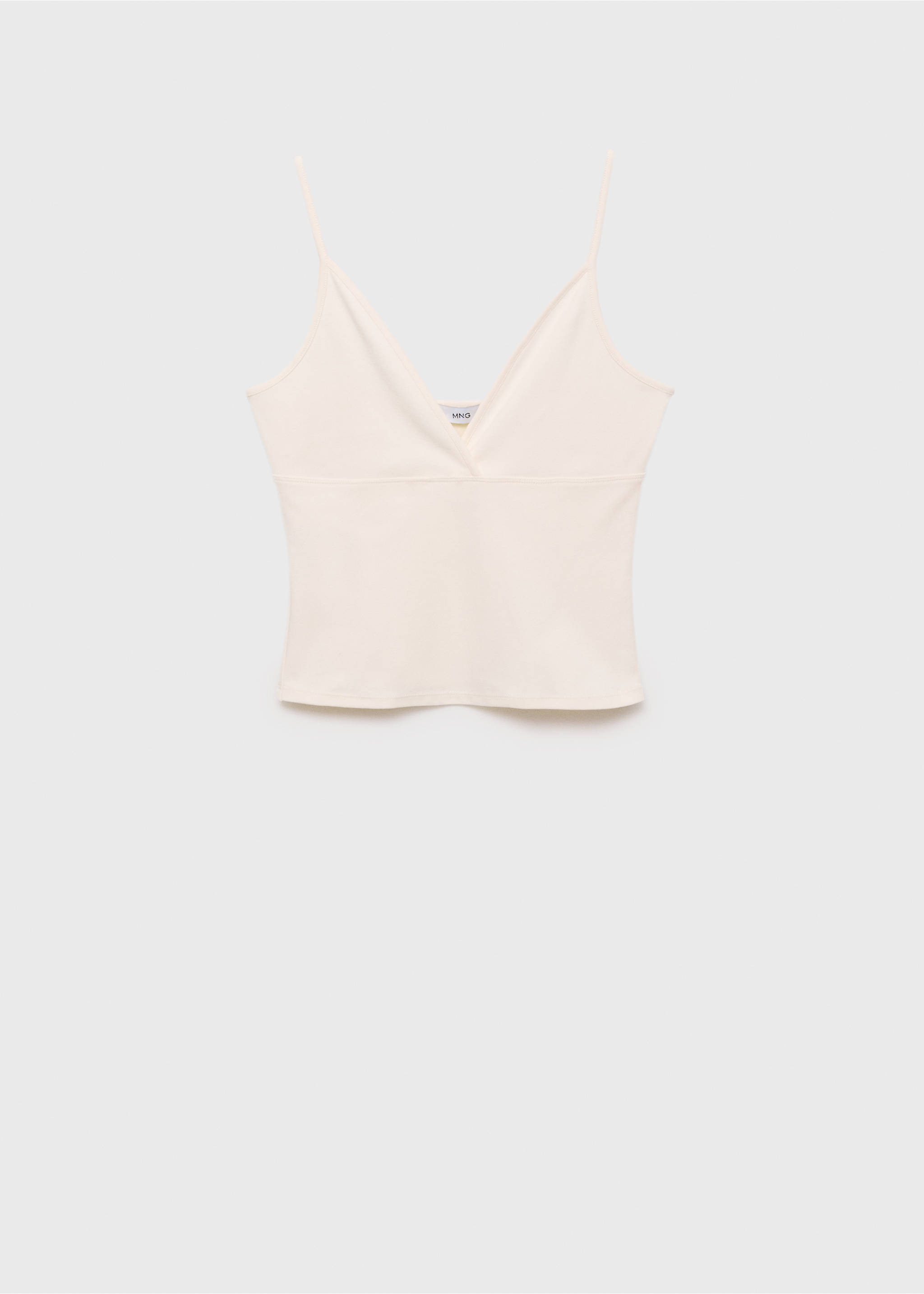 V-neck cotton top - Article without model, Ecru. Ref: 17021222-00.