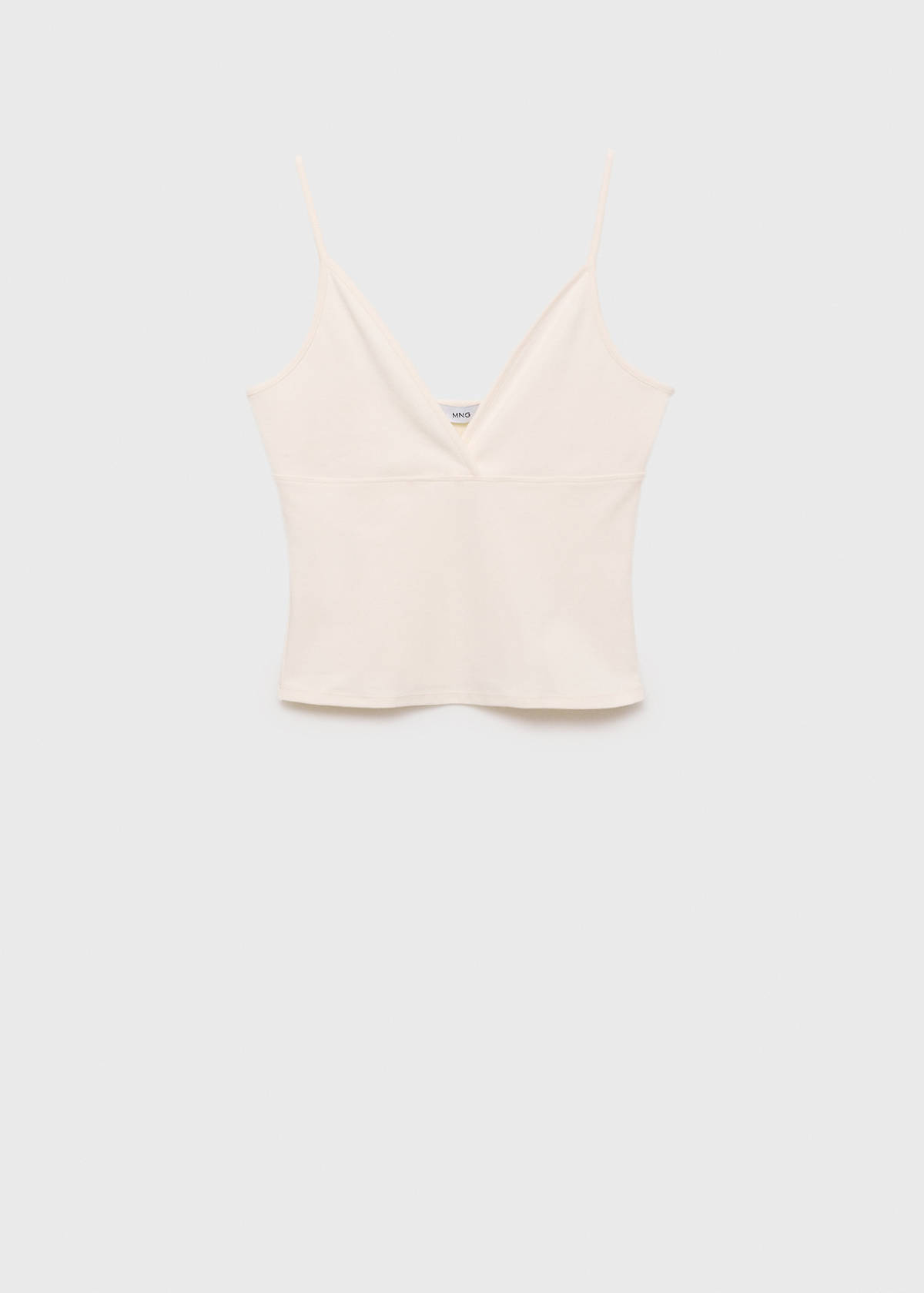 V-neck cotton top — Ecru