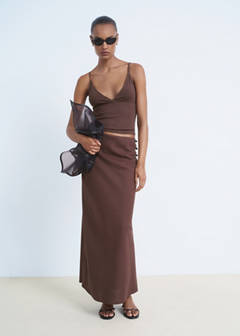 V-neck cotton top — Chocolate 2