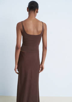 V-neck cotton top — Chocolate 3