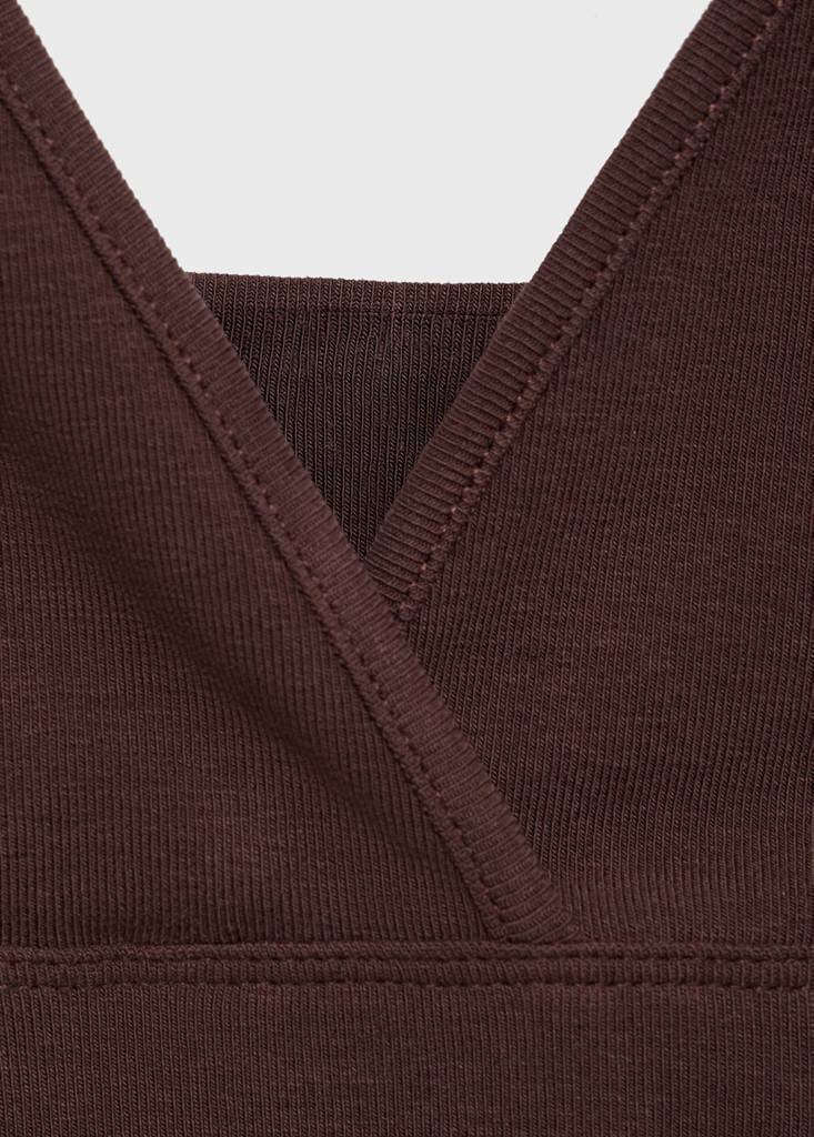 V-neck cotton top — Chocolate