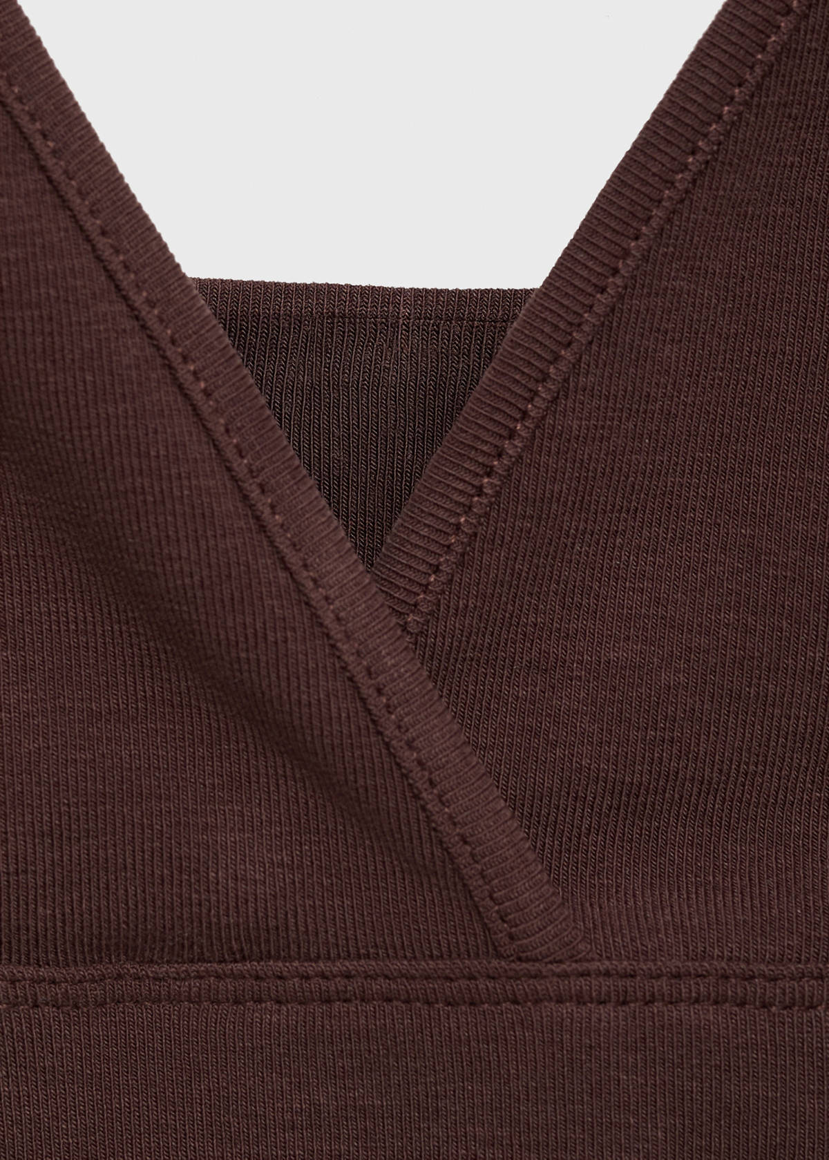 V-neck cotton top — Chocolate