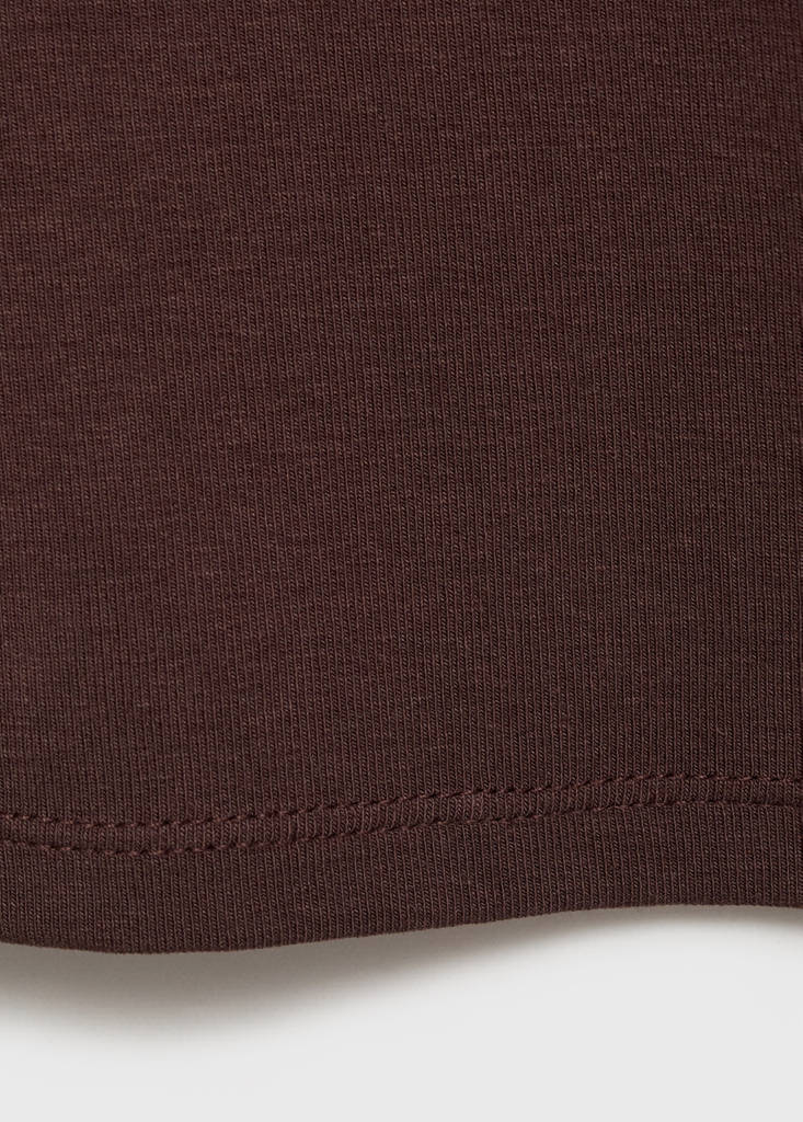 V-neck cotton top — Chocolate