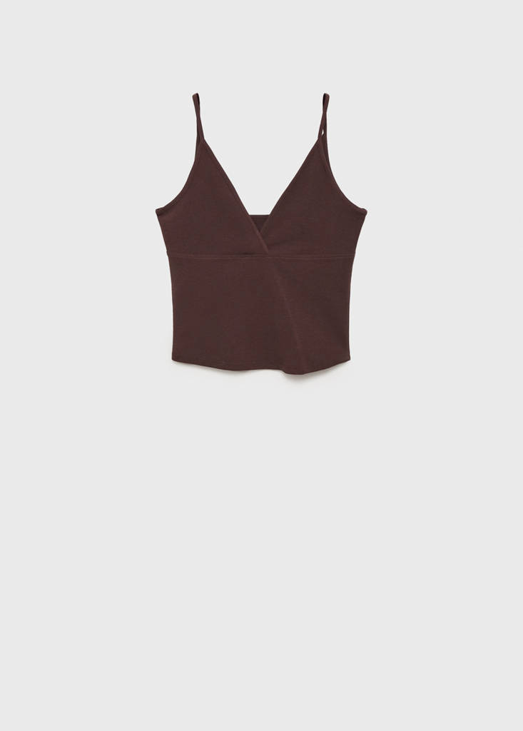 V-neck cotton top — Chocolate