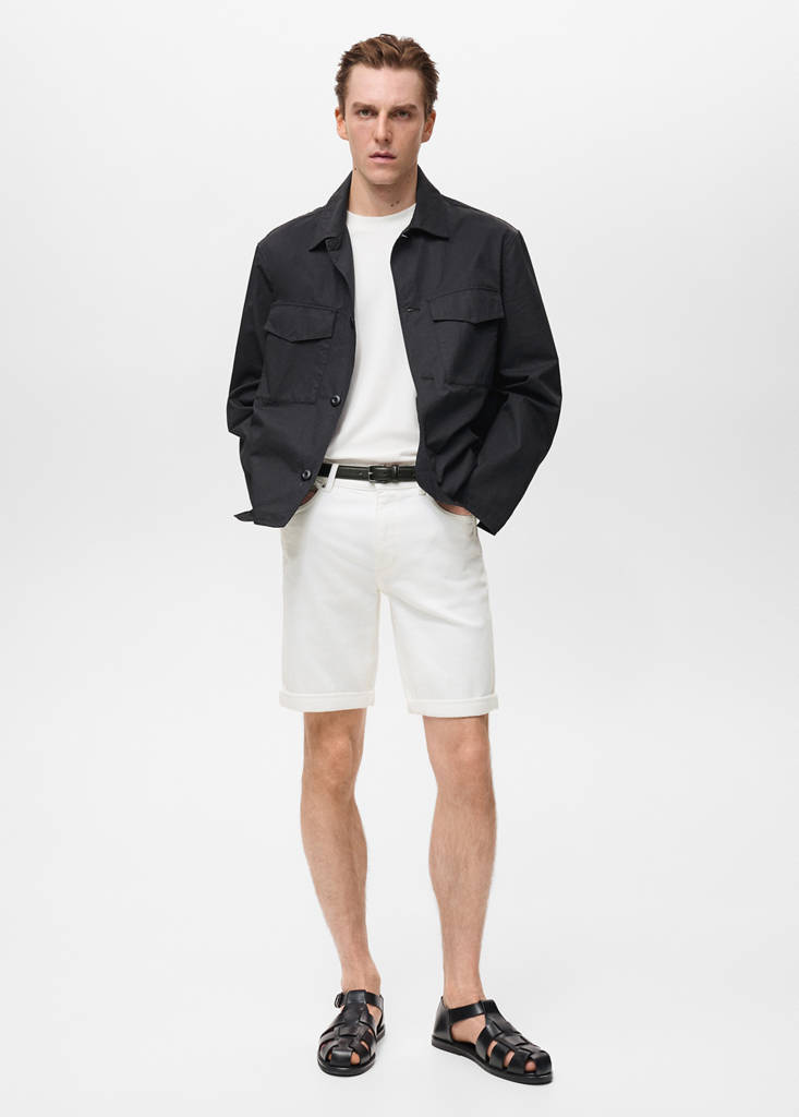 Slim-fit denim bermuda shorts — Off White