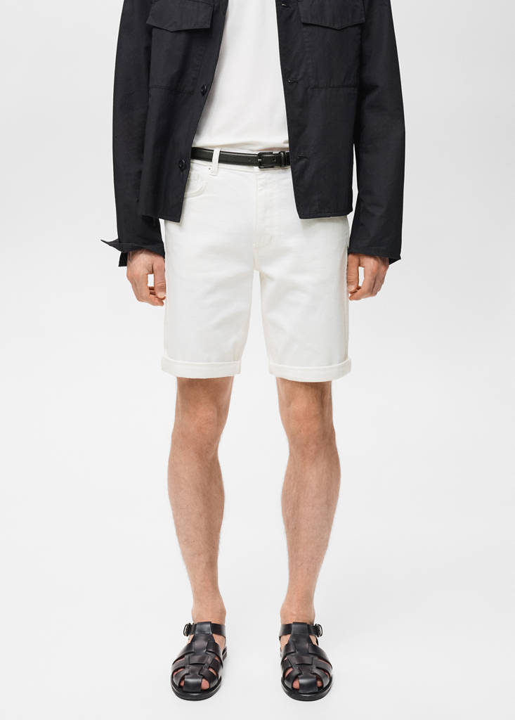 Slim-fit denim bermuda shorts — Off White