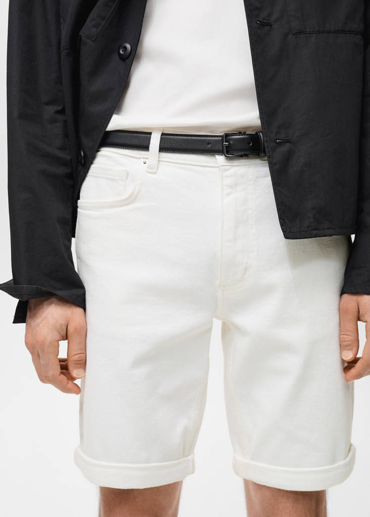 Slim-fit denim bermuda shorts — Off White