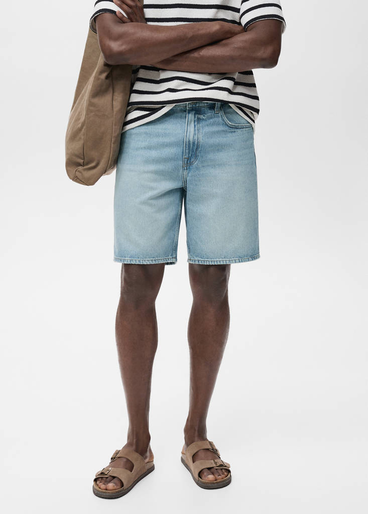 Regular-fit denim shorts — Medium Blue