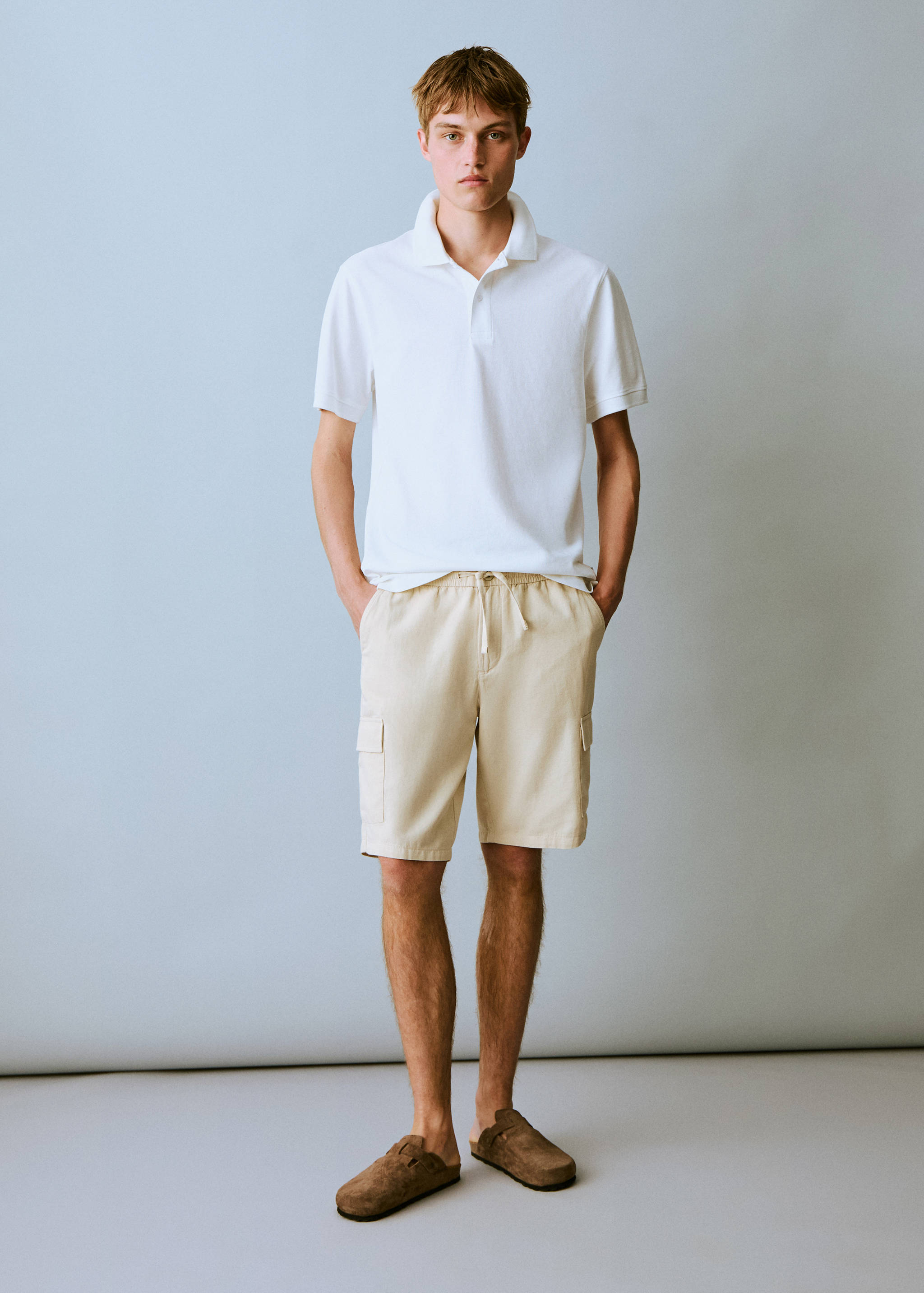 Cargo linen bermuda shorts - General plane
