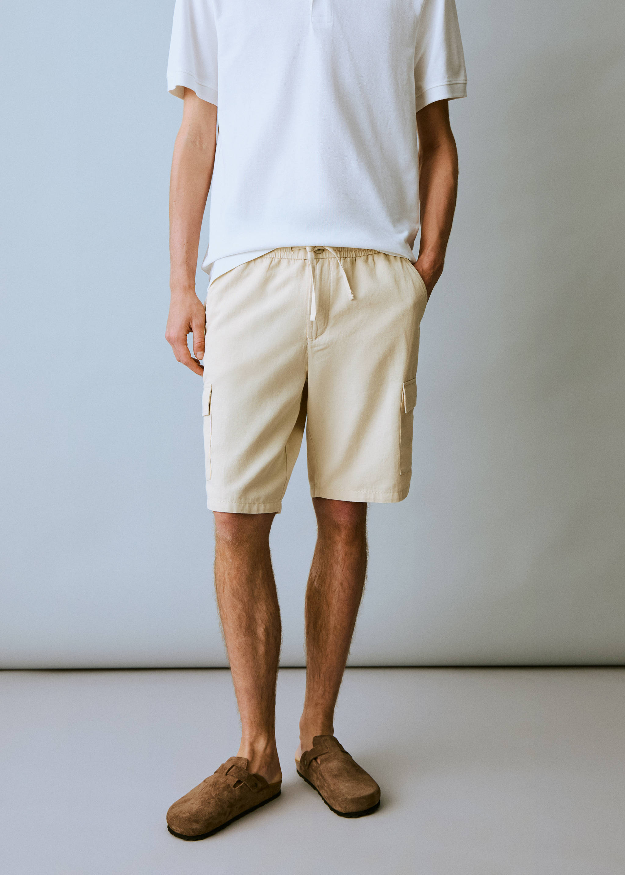 Cargo linen bermuda shorts - Medium plane