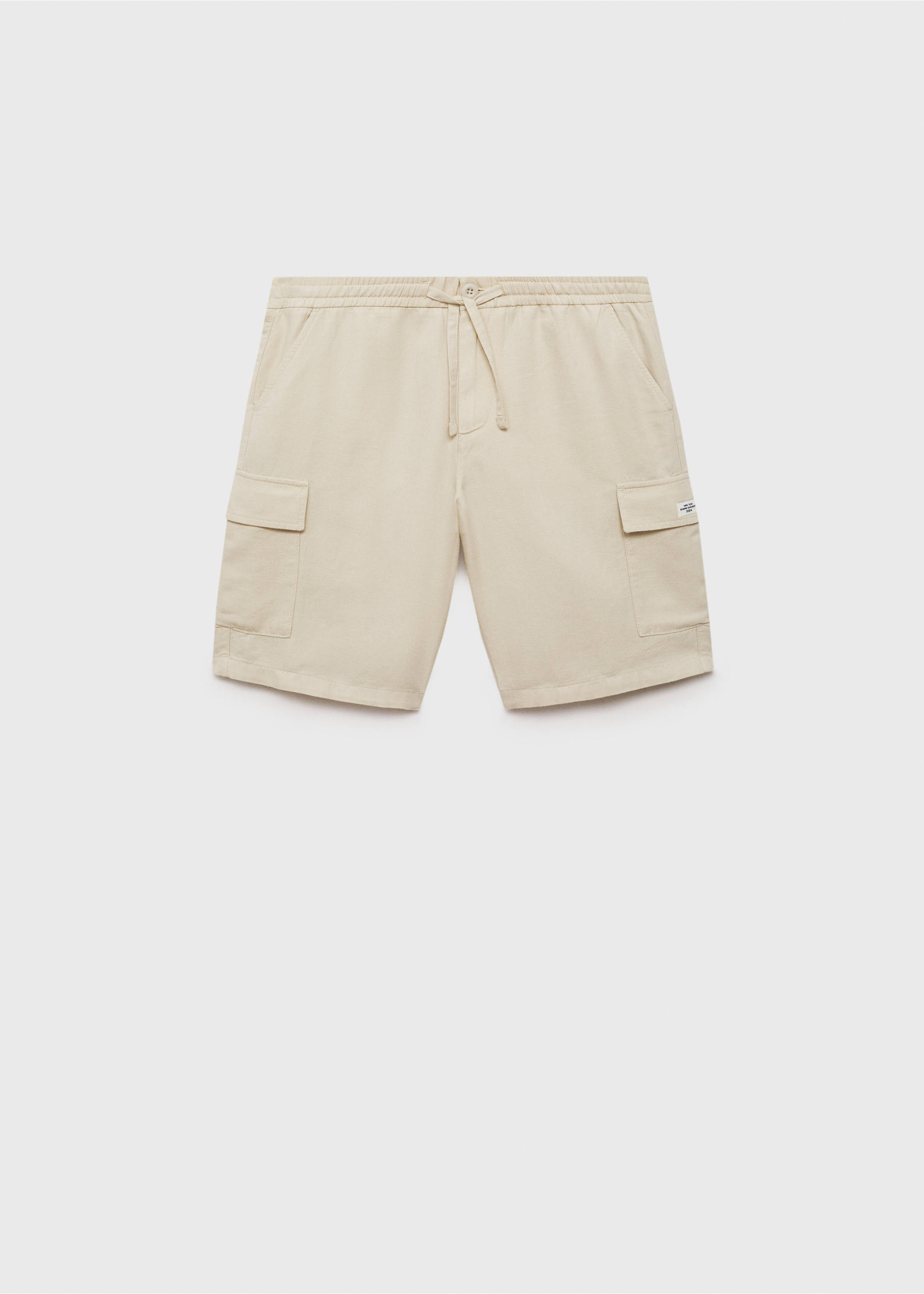 Keten kargo bermuda şort - Modelsiz ürün, Bej. Ref: 17021228-00.