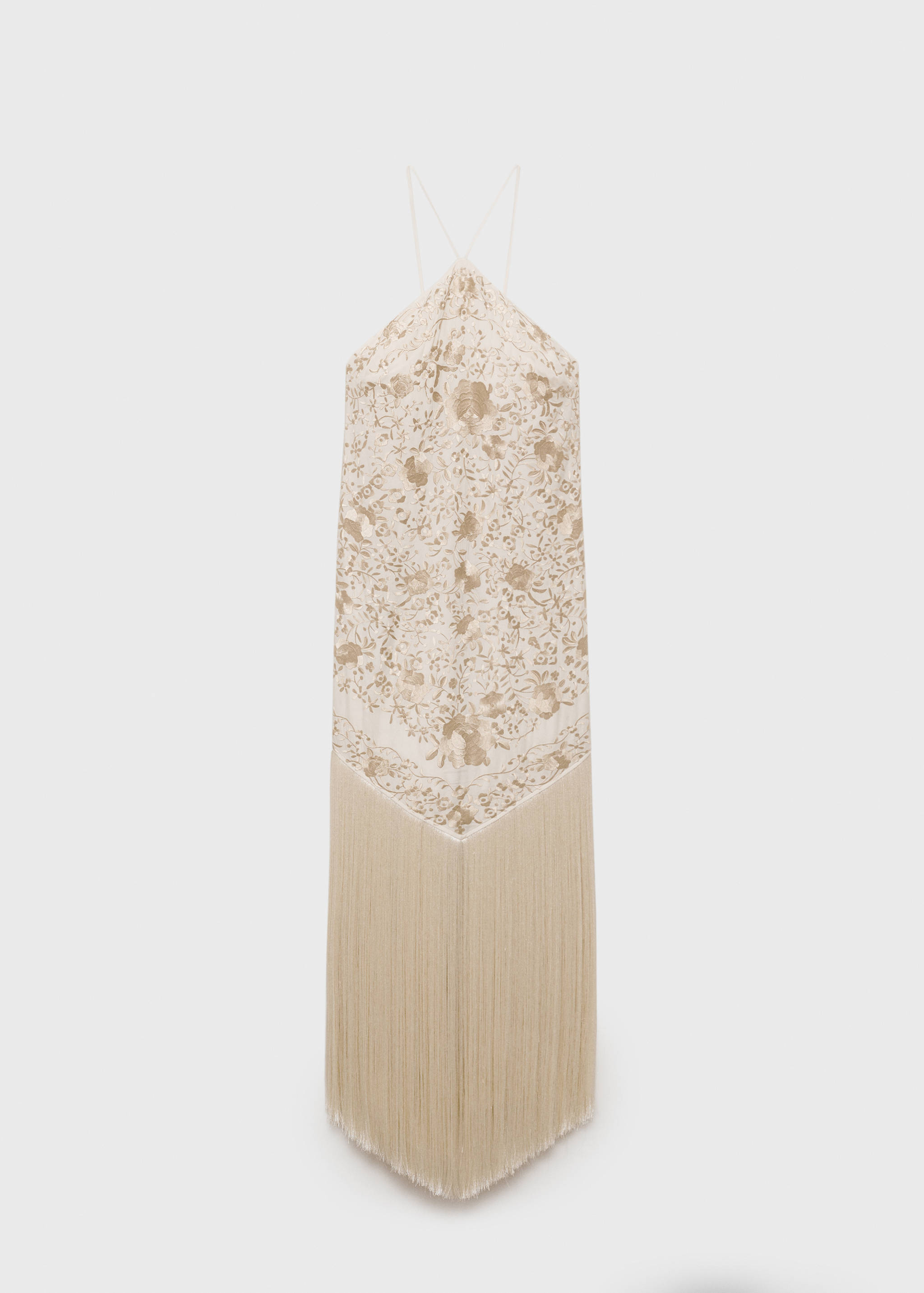 Robe brodée de fleurs avec détails à franges - Article sans modèle