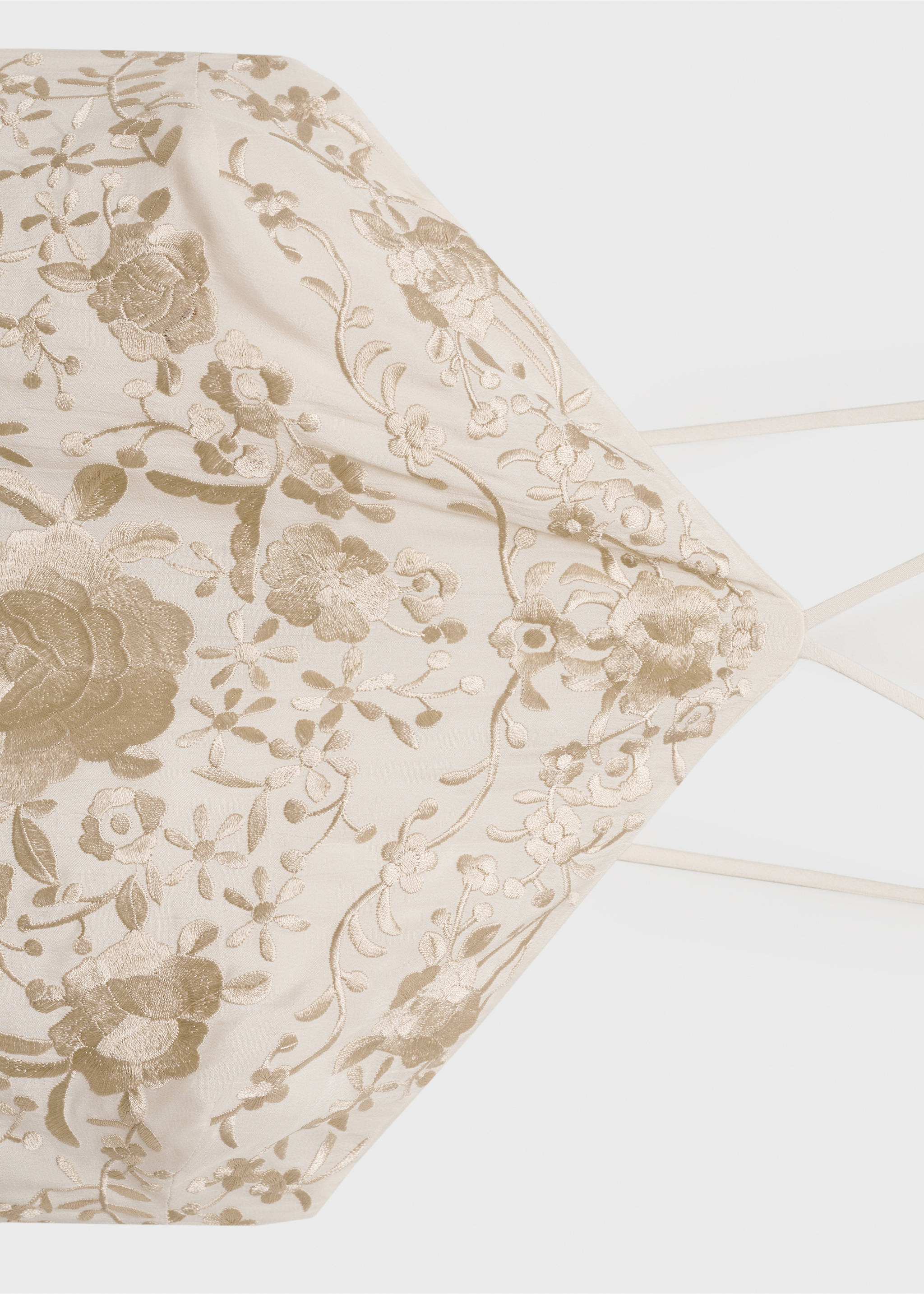 Robe brodée de fleurs avec détails à franges - Détail de l'article 8, Écru. Ref: 17021233-00.