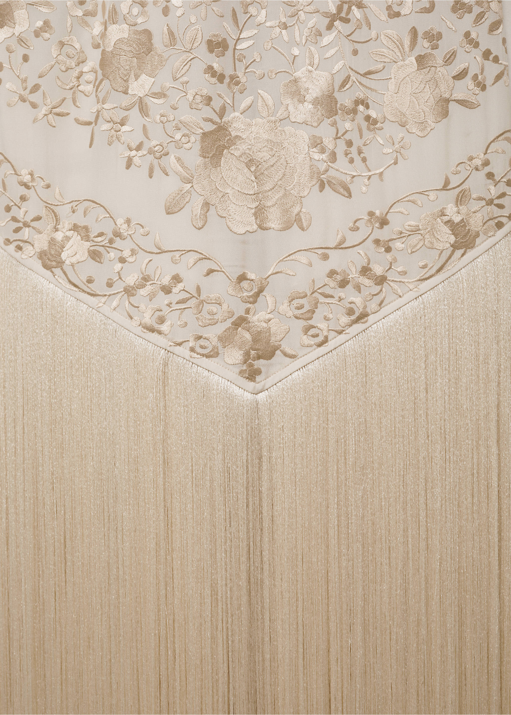 Robe brodée de fleurs avec détails à franges - Détail de l'article 0, Écru. Ref: 17021233-00.